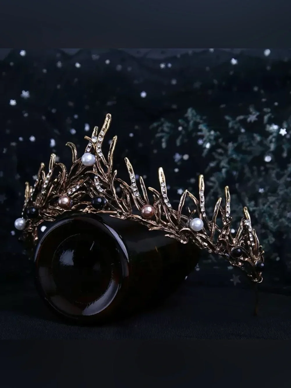 Gold Branch Pearl and Crystal Tiara Headband - Elegant Women’s Hair Accessory